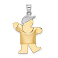 14k Two-tone The Kids Medium Puffed Boy with Hat on Left Engravable Kiss Charm, 30 x 20 mm