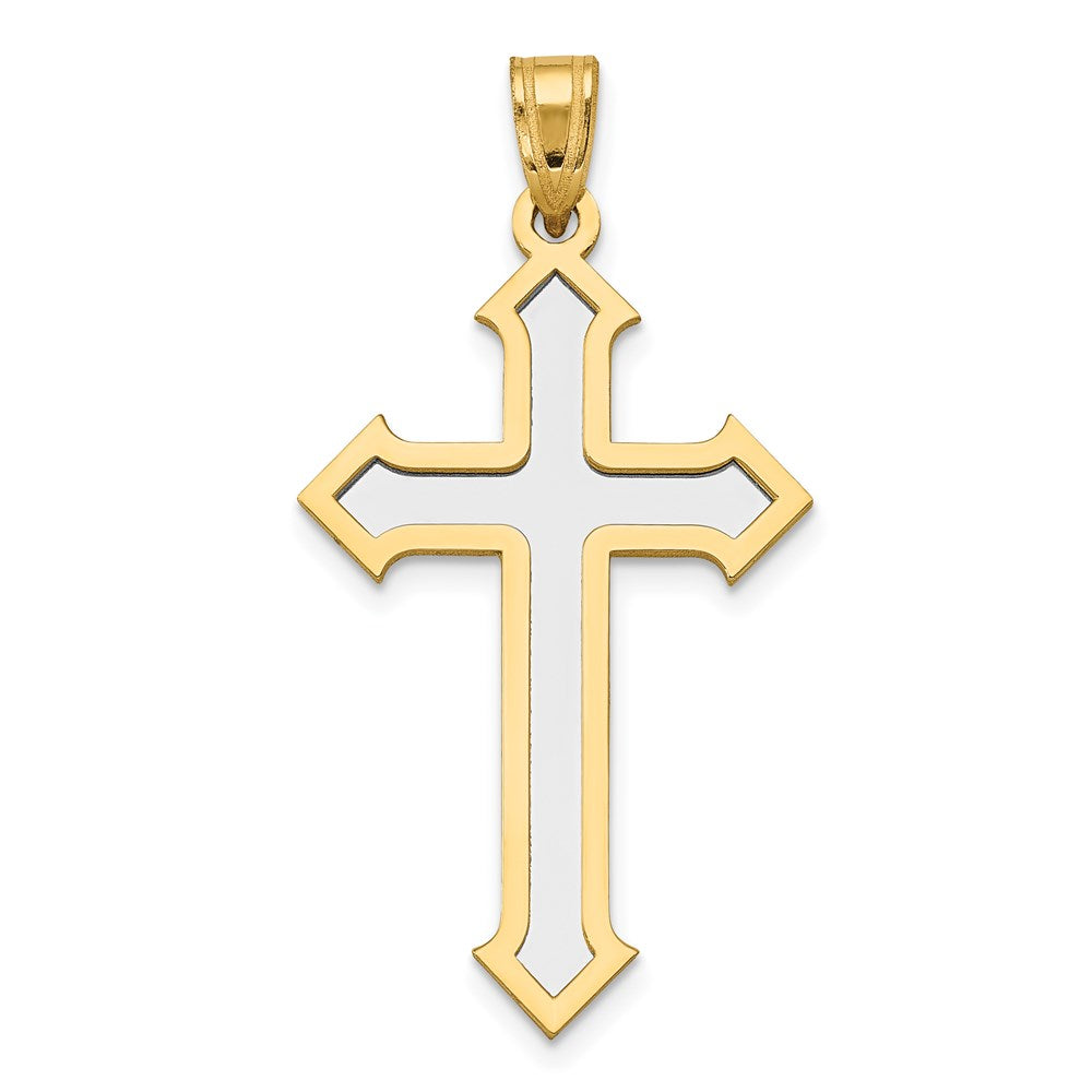 14k Two-tone Passion Cross Pendant, 36 x 19 mm