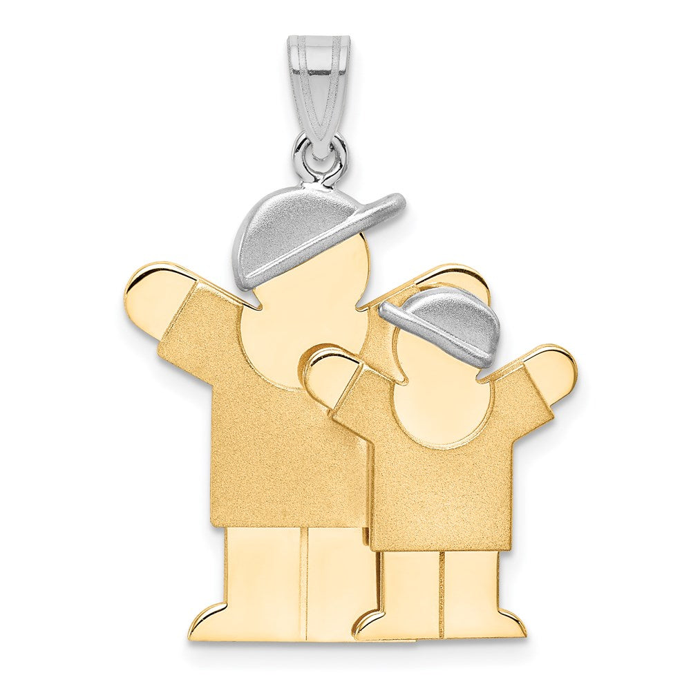 14k Two-tone The Kids Big Boy and Little Boy Engravable Love Charm, 30 x 25 mm