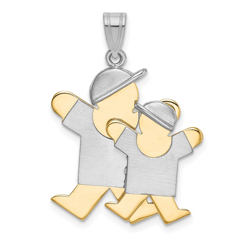 14k Two-tone The Kids Big Boy and Little Boy Engravable Joy Charm, 30 x 25 mm