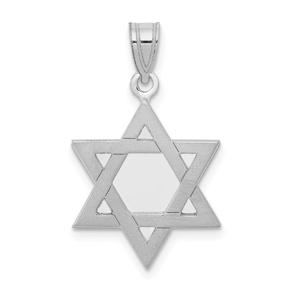 14k White Gold Star Of David Pendant, 25 x 16 mm