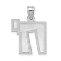 14k White Gold Solid Satin Chai Charm, 22 x 16 mm