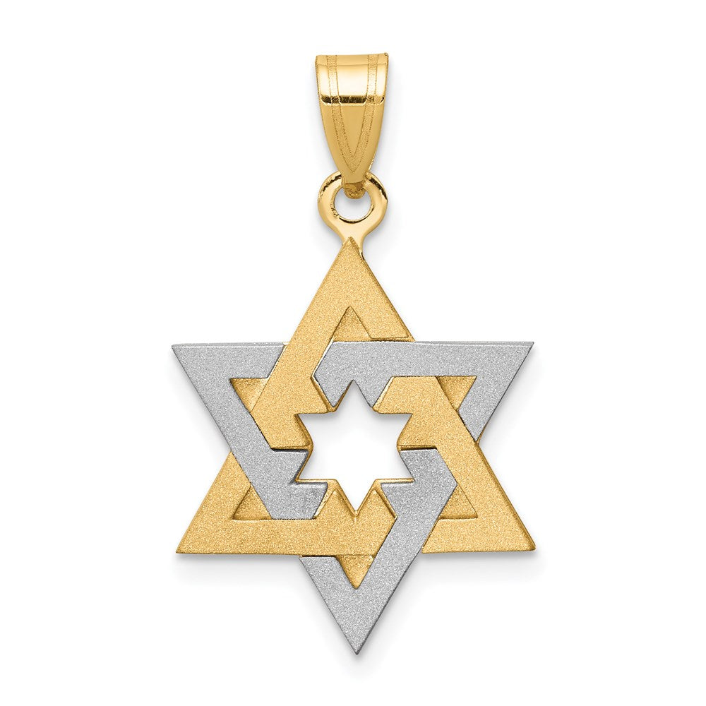 14K Two-Tone Star Of David Pendant, 25 x 16 mm, 1.7 g