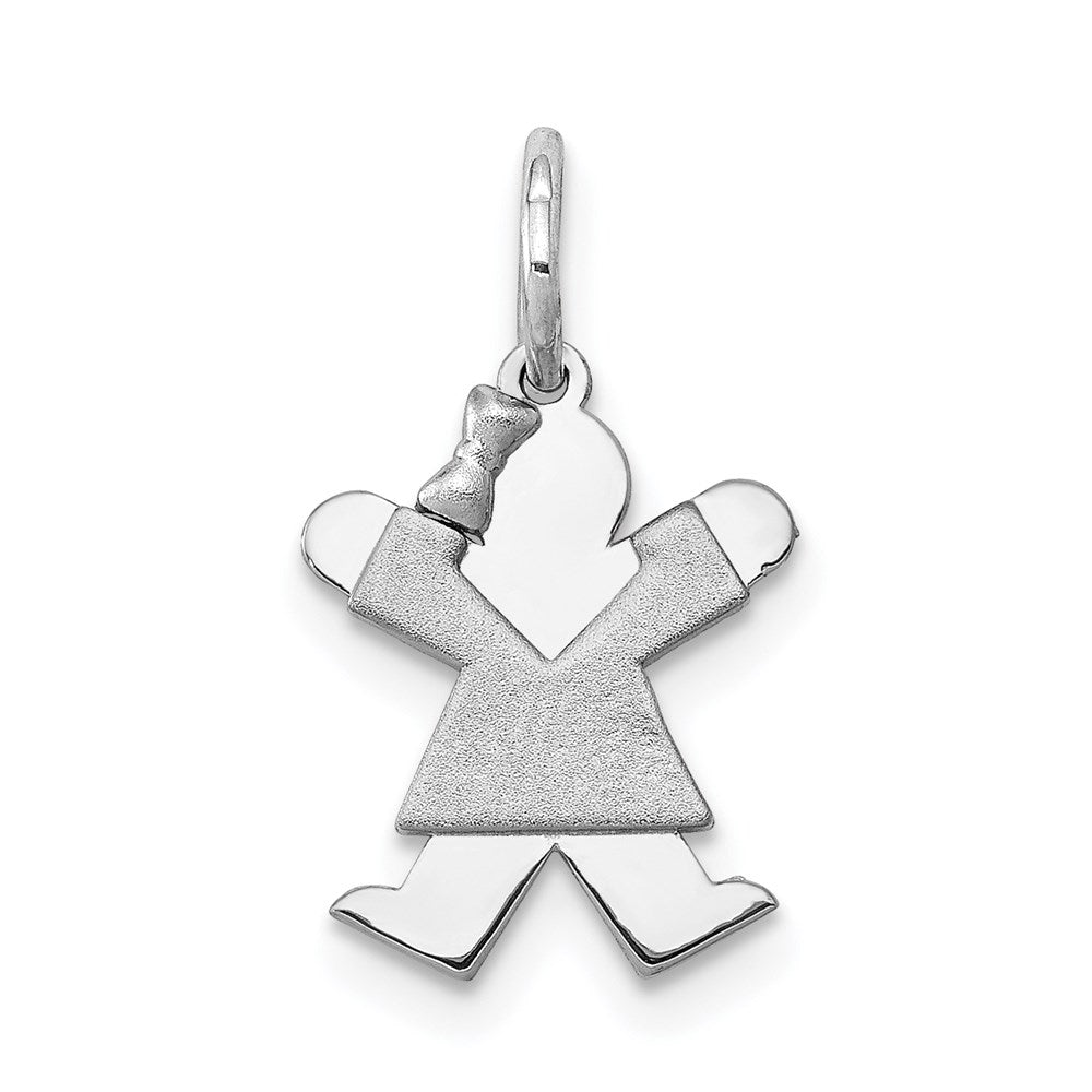 14k White Gold The Kids Mini Girl Joy Charm, 18 x 9 mm