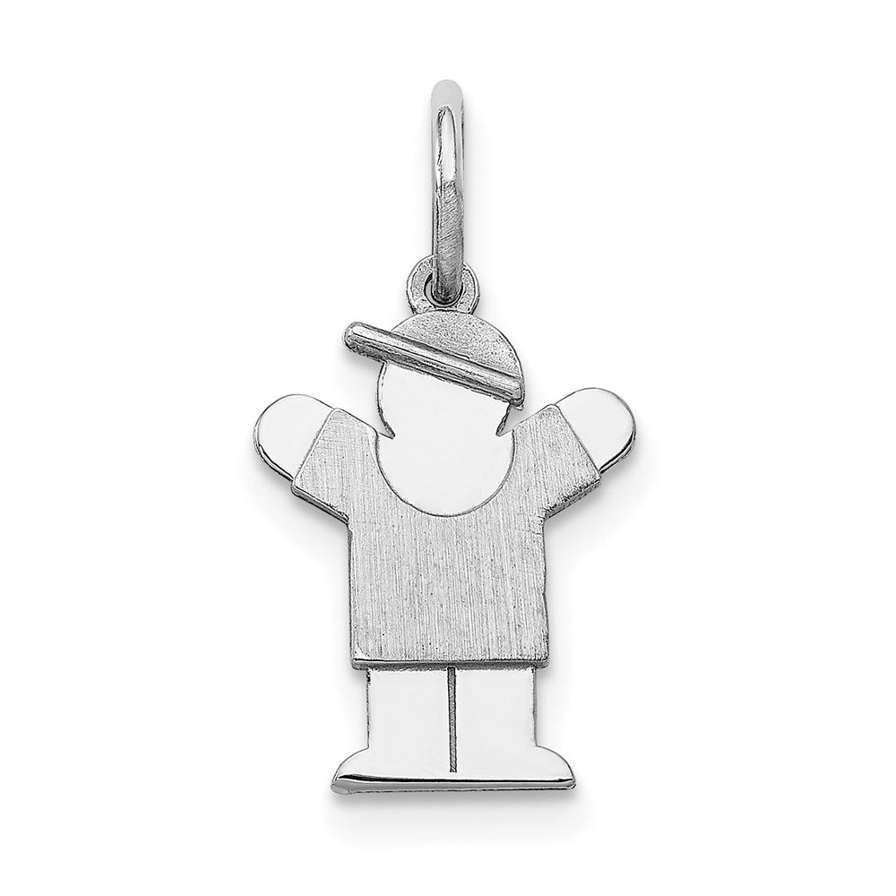14k White Gold The Kids Mini Boy Love Charm, 18 x 9 mm
