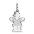 14k White Gold The Kids Mini Girl Hugs Charm, 18 x 9 mm