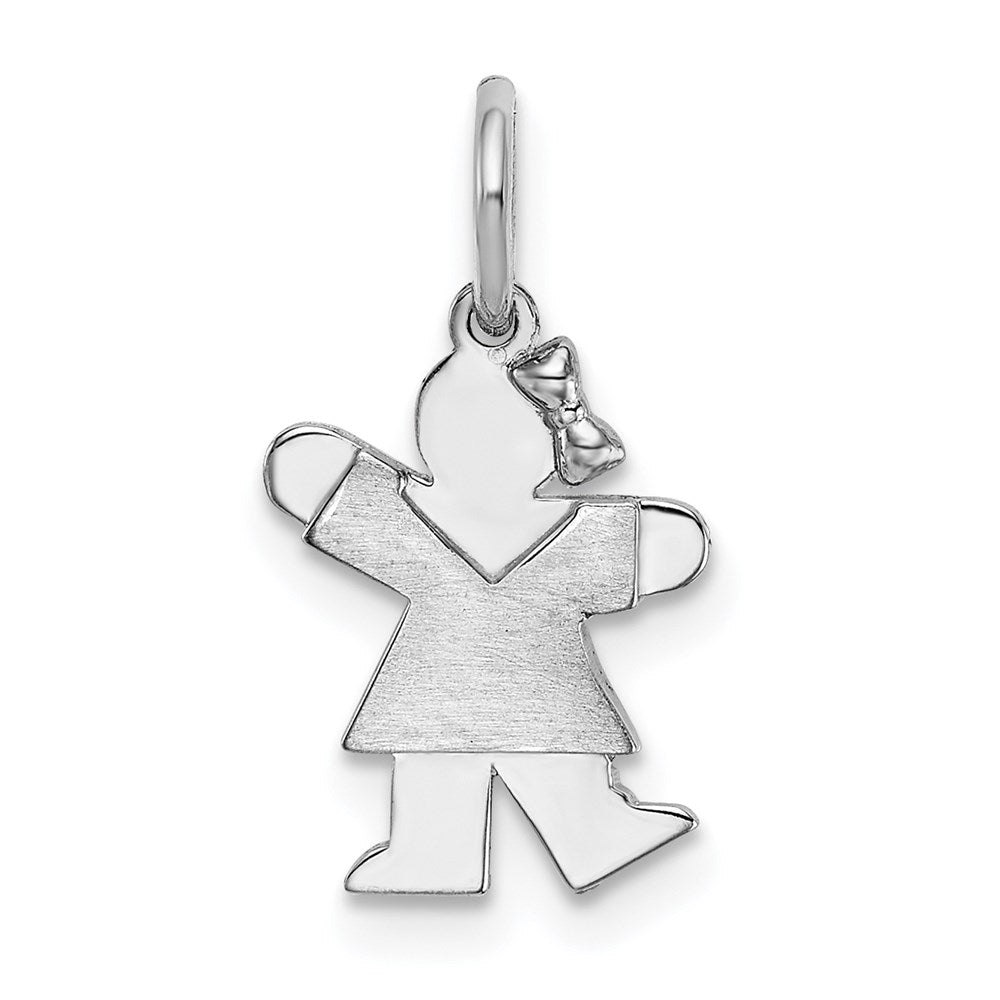 14k White Gold The Kids Mini Girl Kiss Charm, 18 x 9 mm