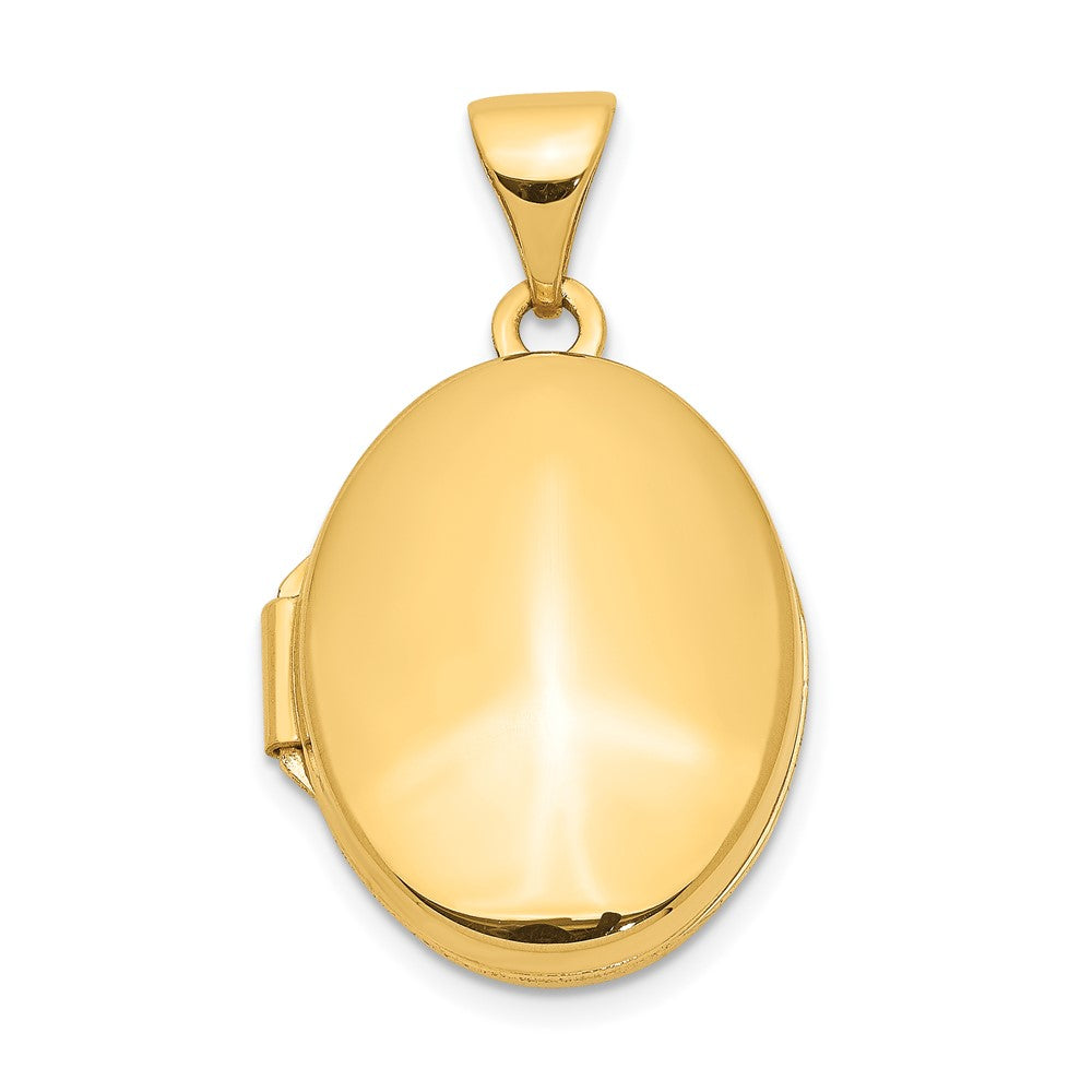 14k Polished Plain 17mm Oval Locket, 24 x 14 mm