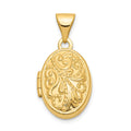 14k Beaded Scroll Design 13mm Oval Locket, 21 x 11 mm