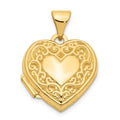 14k Polished Scrolled 15mm Heart Locket, 21 x 15.4 mm