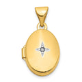 14k Diamond Star 13mm Oval Locket, 0.005 ct, 20.5 x 11 mm