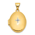 14k Diamond Star 17mm Oval Locket, 0.005 ct, 24 x 14.1 mm