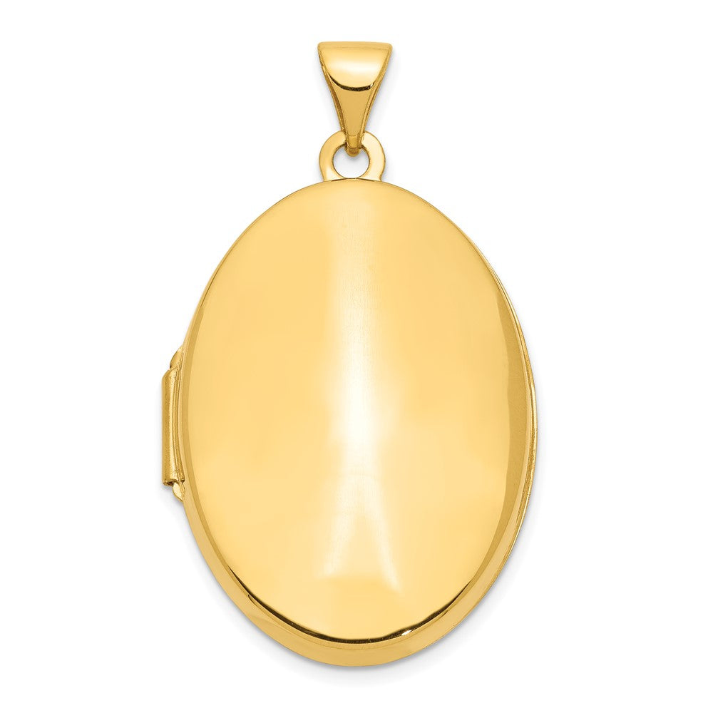 14k Polished Domed Plain 26mm Oval Locket, 33.6 x 19.5 mm