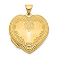 14k Scallop Design 21mm Heart Locket, 27.15 x 21.2 mm