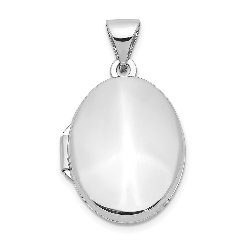 14k White Gold Polished Plain 17mm  Oval Locket, 24.1 x 14.1 mm