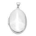 14k White Gold Polished Domed Plain 26mm Oval Locket, 33.65 x 19.55 mm