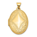 14k Diamond-shaped Design 21mm Oval Locket, 28 x 17 mm