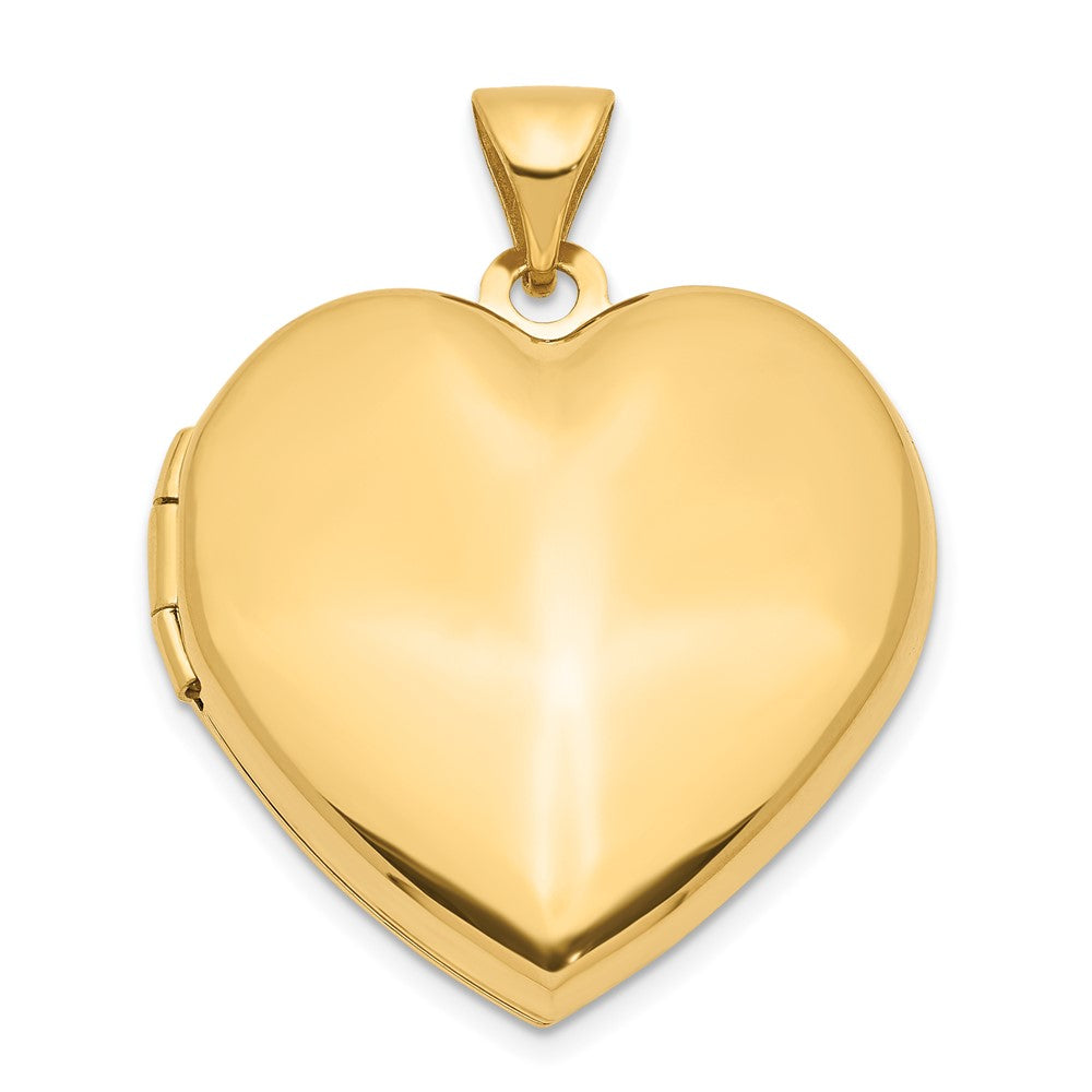 14k Polished Domed 21mm Heart Family Locket Holds 4 Photos, 27.35 x 21.6 mm