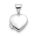 14k White Gold Polished Plain 10mm Heart Locket, 15.85 x 10.3 mm