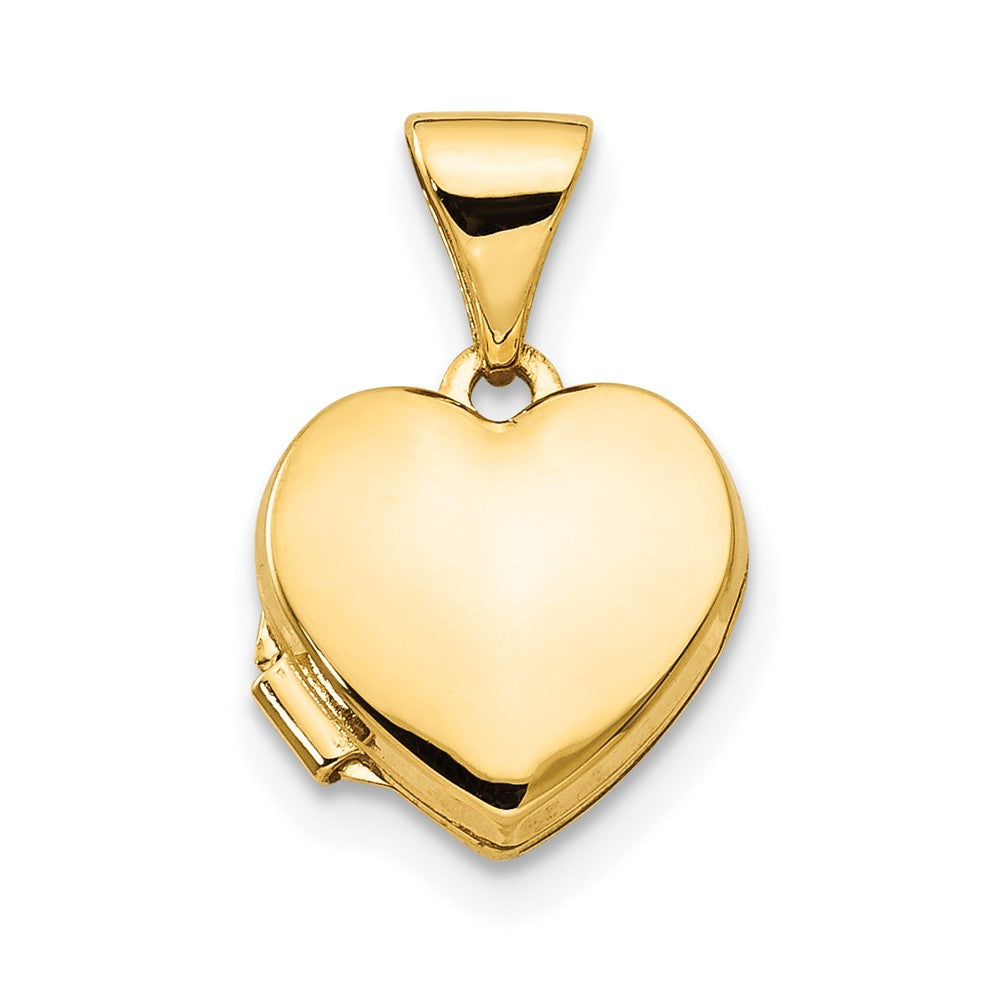 14k Polished Plain 10mm Heart Locket, 15.85 x 10.3 mm