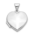 14k White Gold Polished Plain 15mm Heart Locket, 21 x 15.5 mm