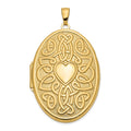 14k Celtic Knot Heart with Poem on Reverse 38mm Oval Locket, 46.8 x 28.15 mm