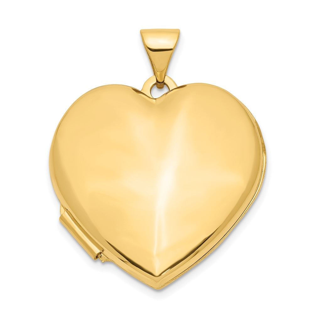 14k Polished Domed Plain 21mm Heart Locket, 24 x 18.5 mm