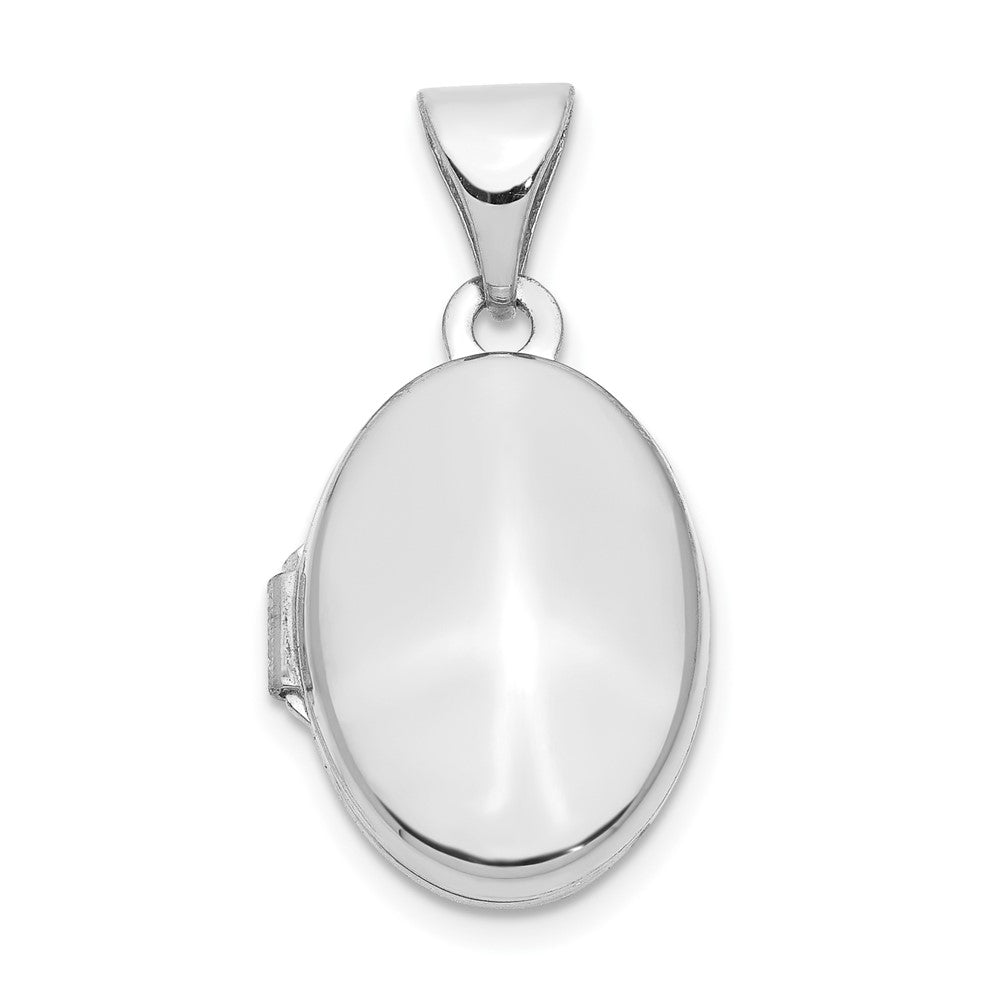 14k White Gold Polished Plain 13mm Oval Locket, 20.8 x 11.15 mm