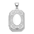 14k White Gold Fancy Border 20x15mm Rectangle Locket, 27.5 x 15.1 mm