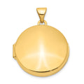 14k Polished Domed 20mm Round Locket, 27.25 x 21 mm