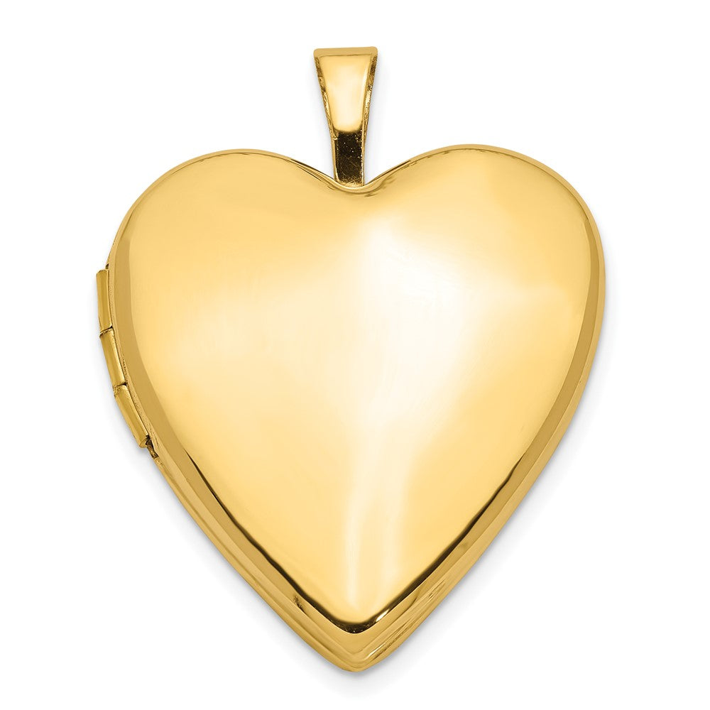 14K Polished Plain 20mm Heart Locket, 24 x 20 mm
