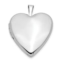 14K White Gold Polished Plain 20mm Heart Locket, 25 x 19.7 mm