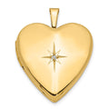 14K Diamond Star 20mm Heart Locket, 0.01 ct, 25 x 20 mm