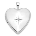 14K White Gold Diamond Star 20mm Heart Locket, 0.01 ct, 25 x 20 mm