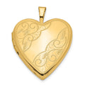 14k Polished Swirl Design 20mm Heart Locket, 24.9 x 19.6 mm