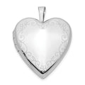 14K White Gold Floral Vine Border 20mm Heart Locket, 25 x 20 mm