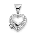 14k White Gold Scroll Border 10mm Heart Locket, 16 x 10.2 mm