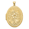 14k Reversible Floral Swirl Design32mm Oval Locket, 38.5 x 24.55 mm