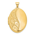 14k Fancy Half Swirl Design 26mm Oval Locket, 33 x 19.4 mm