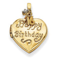 14k 15mm Heart Happy 16th Birthday with CZ Locket, 15 x 15 mm