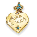14k Blue CZ Make a Wish (Charm Inside Locket) 15mm Heart Locket, 15 x 15 mm