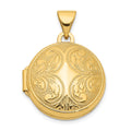 14k Polished Scroll Design 16mm Round Locket, 23 x 16.9 mm