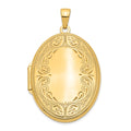 14k Polished Scroll Border 31mm Oval Locket, 39.6 x 24.6 mm