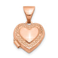 14k Rose Gold Scroll Border 10mm Heart Locket, 16 x 10.15 mm