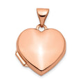 14k Rose Gold Polished Plain 15mm Heart Locket, 21 x 15.5 mm