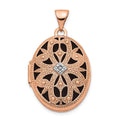 14K Rose Gold Diamond Vintage Filigree with Black Fabric Interior 21mm Oval Locket, 0.005 ct, 28 x 17 mm