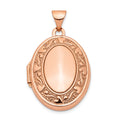 14k Rose Gold Heart and Scroll Border 21mm Oval Locket, 28 x 17 mm