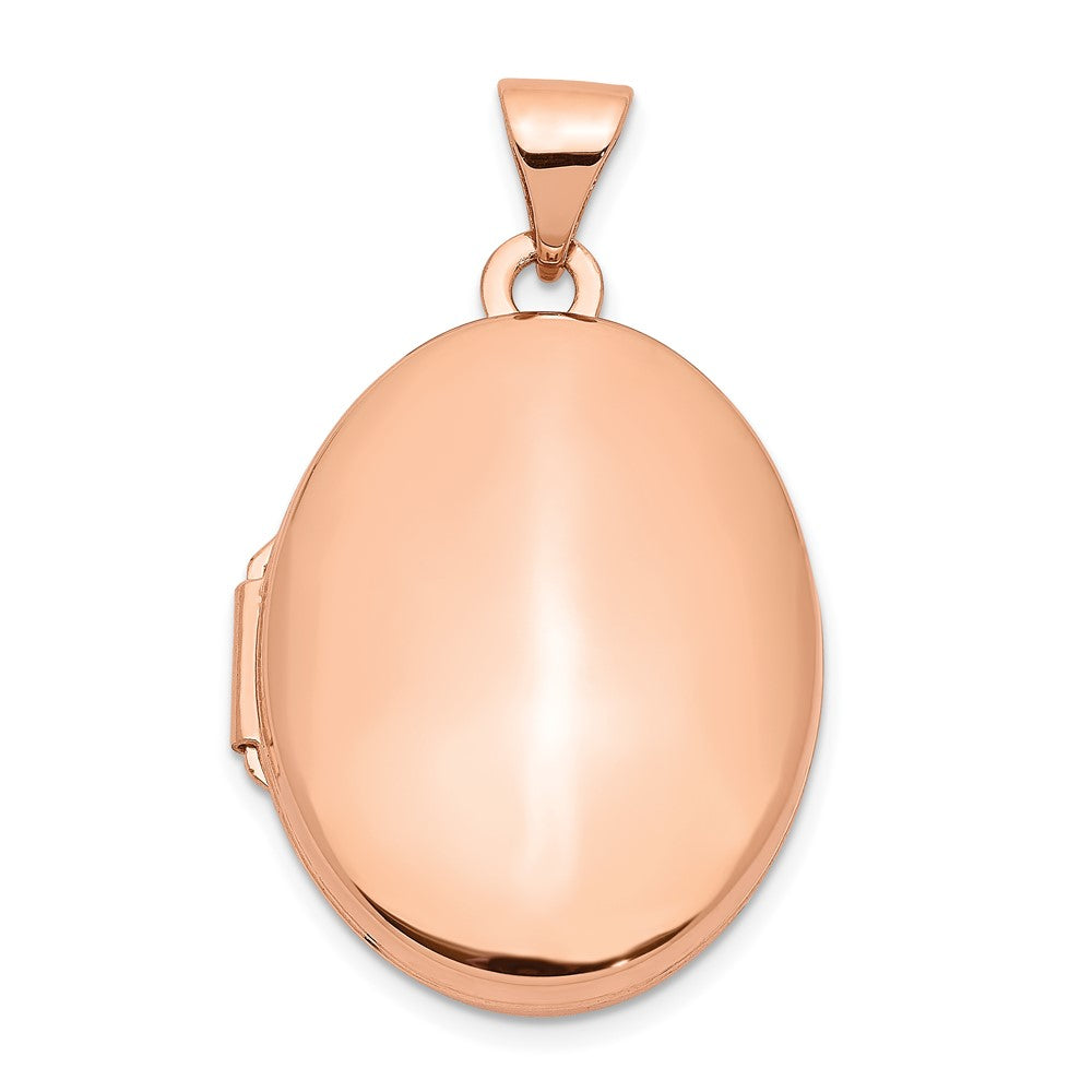 14k Rose Gold Polished Plain 21mm Oval Locket, 28 x 17 mm