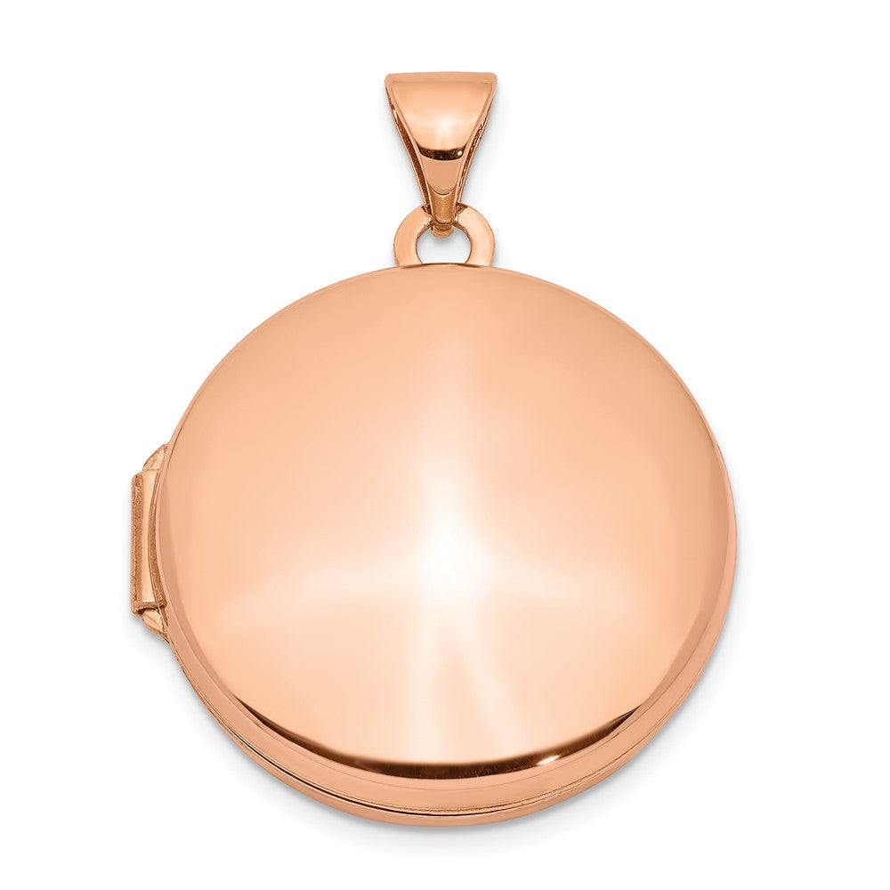 14k Rose Gold Polished Domed 20mm Round Locket, 27.15 x 20.95 mm