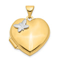 14k Two-Tone Polished Butterfly 18mm Heart Locket, 24 x 18.6 mm